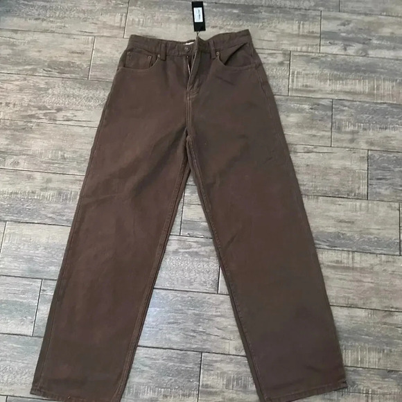 NWT Motel Brown Straight-Leg parallel Pants Size 31L - Picture 5 of 7